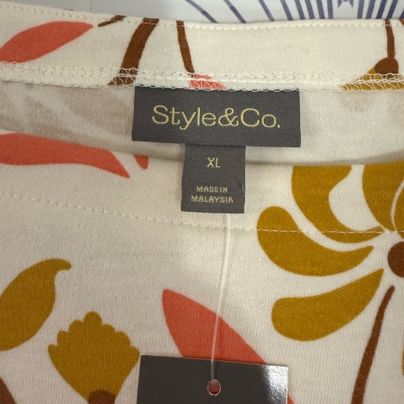 Style and Co Floral Cream and White Boxy Blouse Relaxed Fit XL - Picture 3 of 5
